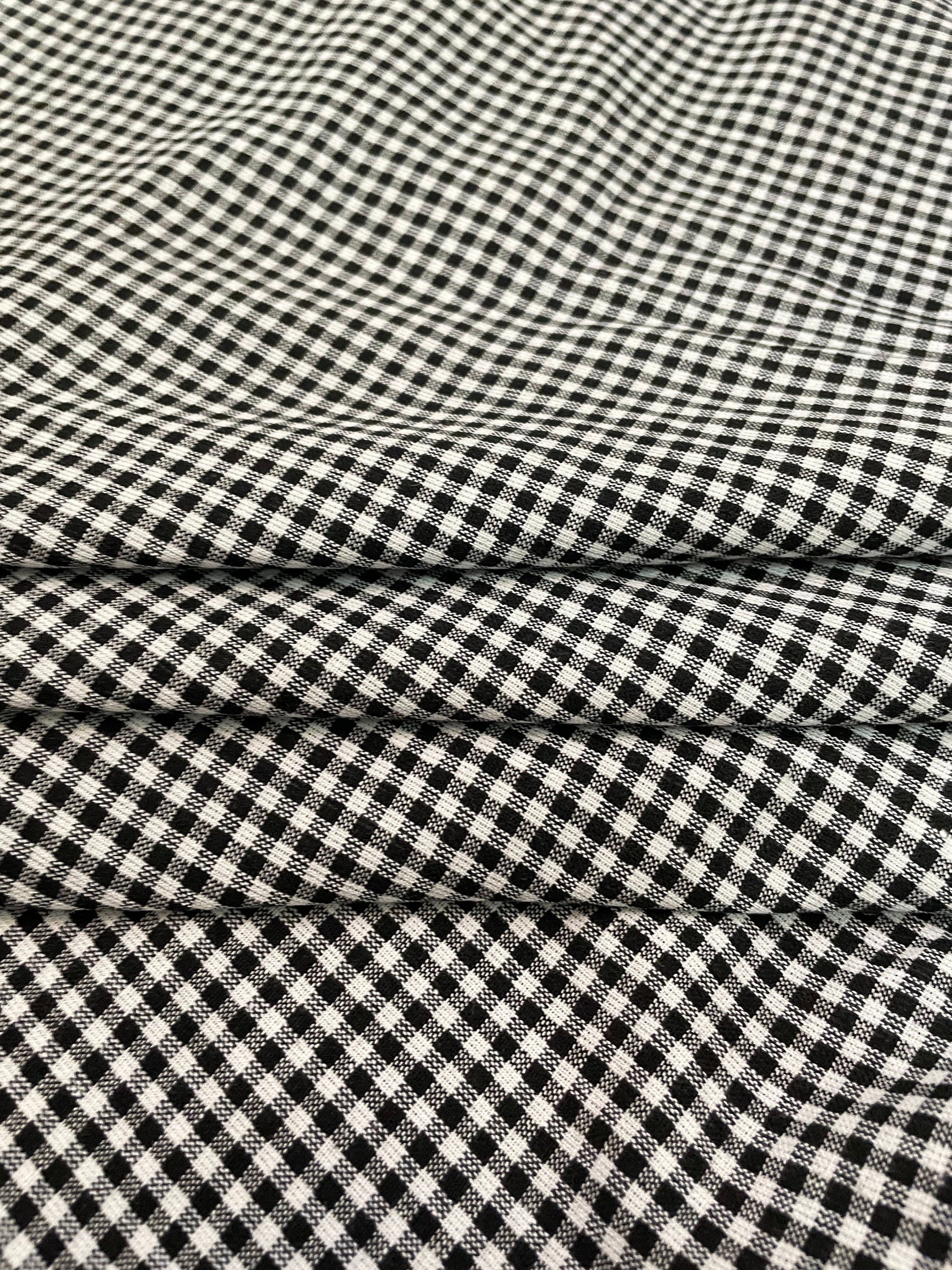 Check Print Textile Black Check Print Fabric , Soft Fabric, Sustainable Fashion, 100% ...