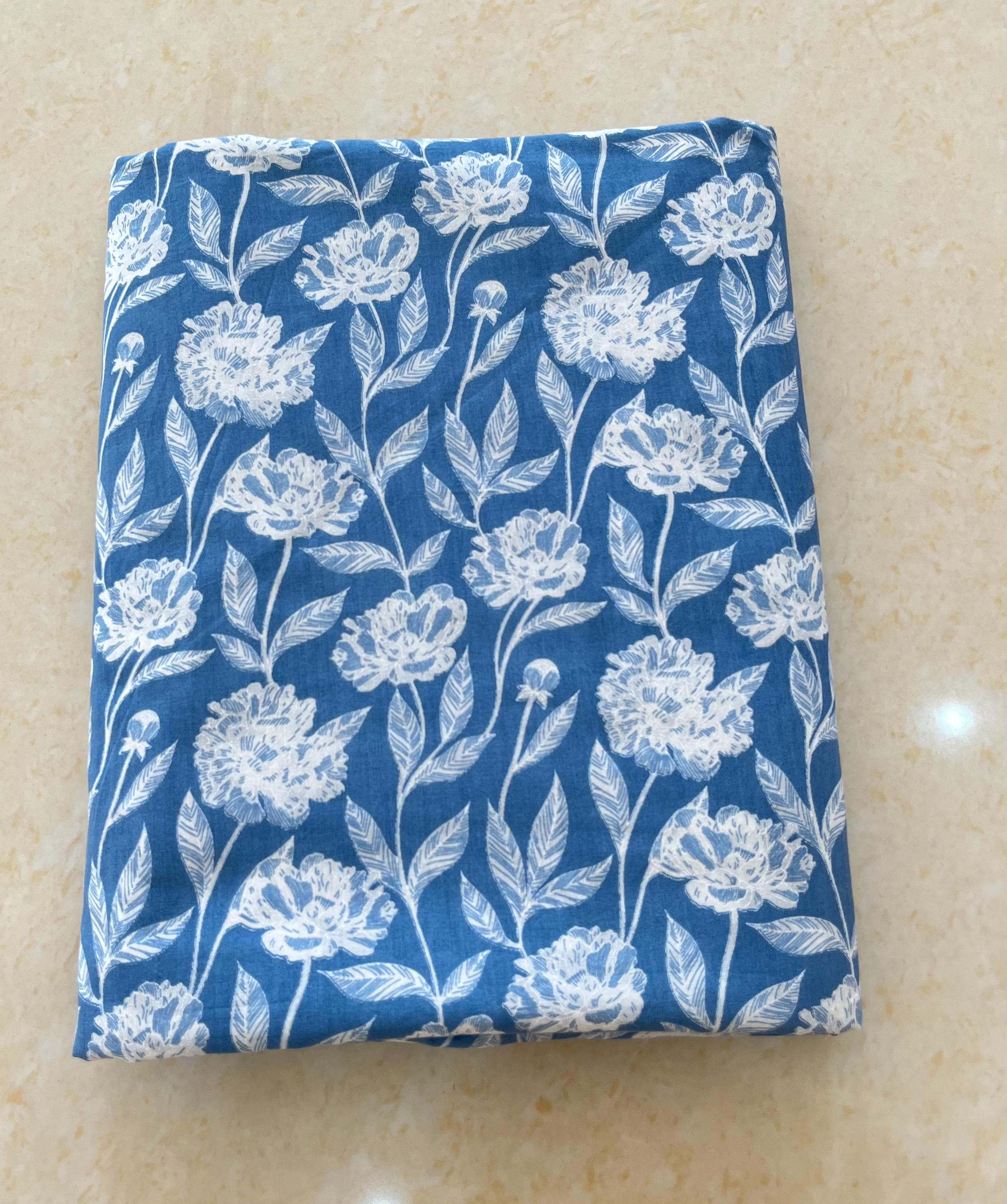 blue and white dress fabric Sky Floral Print Fabric, Sustainable Fashion 100% Cotton, Material By Yard SCHL004960_BL_XXL Aarthi Blue Wedding Dress Size:Large (106cm) / Short room for hips