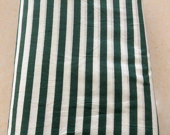White And Green Striped Print Fabric, Soft Fabric, Sustainable Fashion, 100% Cotton, Sewing Fabric, Dress Material By Yard