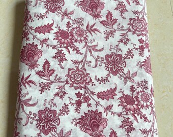 White And Pink Floral Print Fabric, Soft Fabric, Sustainable Fashion, 100% Cotton, Sewing Fabric, Dress Material By Yard