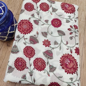 Red Floral Print, Soft Fabric, Sustainable Fashion, 100% Cotton, Sewing Fabric, Dress Material By Yard