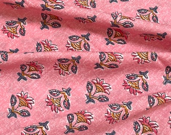 Pink Floral Print Fabric, Soft Fabric, Sustainable Fashion, 100% Cotton, Sewing Fabric, Dress Material By Yard