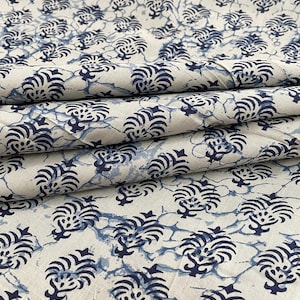 Indigo Print Fabric, Sustainable Fashion, 100% Cotton, Dress Material By Yard