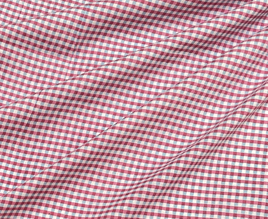 Check Print Textile Pink Check Print Fabric, Soft Fabric, Sustainable Fashion, 100% Cotton ...
