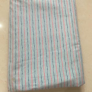 Sky Blue And Pink Striped Print Fabric , Soft Fabric, Sustainable Fashion, 100% Cotton, Sewing Fabric, Dress Material By Yard