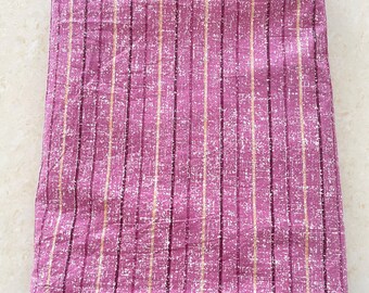 Purple  And Golden Striped Print Fabric, Sustainable Fashion, 100% Cotton, Sewing Fabric, Dress Material By Yard