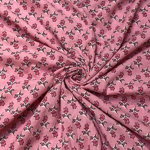 Pink Small Motifs Floral Print Fabric,Sustainable Fashion, 100% Cotton, Sewing Fabric, Dress Material By Yard