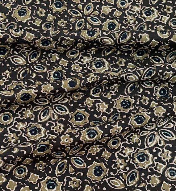 ajrakh cotton dress material Brown Ajrakh Print Fabric, Soft Fabric, Sustainable Fashion, 100% Cotton,  Sewing Fabric, Dress Material By Yard