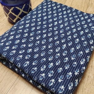 Printed Kantha Fabric, Soft Fabric, Sustainable Fashion, 100% Cotton, Sewing Fabric, Dress Material By Yard