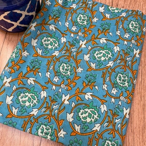 Blue Floral Print, Soft Fabric, Sustainable Fashion, 100% Cotton, Sewing Fabric, Dress Material By Yard