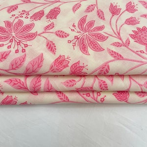 Pastel Pink Floral Print Fabric , Soft Fabric, Sustainable Fashion, 100% Cotton, Sewing Fabric, Dress Material By Yard