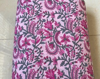 Light Pink And Gray Floral Print Fabric, Soft Fabric, Sustainable Fashion, 100% Cotton, Sewing Fabric, Dress Material By Yard