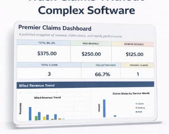 Medical Claims Tracker Excel | Insurance Billing Tracker | Accounts Receivable Template | Payment Tracking Spreadsheet