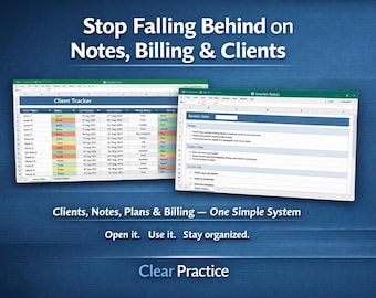 Therapist Client Tracker, Session Log, Billing Organizer (Excel Template)