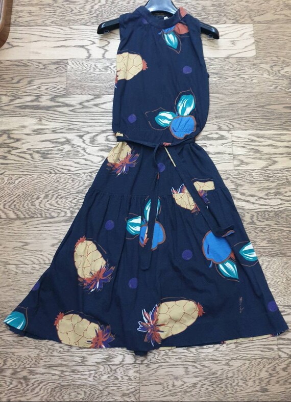 Hasfoura dress cotton midi dress wheel 1970s fancy