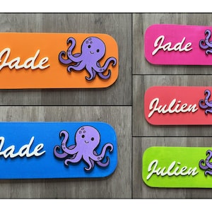 Small Octopus Door Sign – Small Door Sign to Personalize – Children’s Decoration