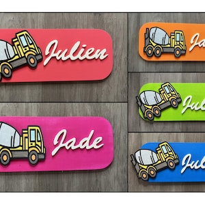 Small construction vehicle door sign 8 – Small door sign to personalize – Children’s decoration