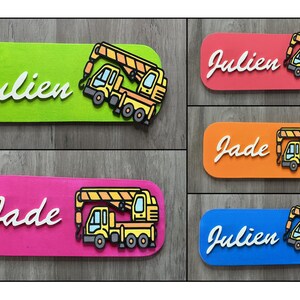 Small construction vehicle door sign 2 – Small door sign to personalize – Children’s decoration