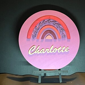 Rainbow Door Sign for Children&#39;s Room - Customizable Sign - Rainbow Child Decoration