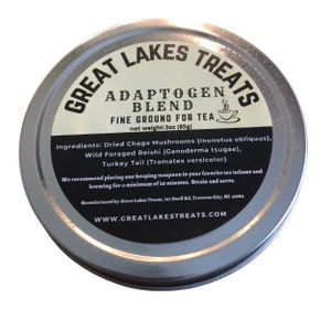Great Lakes Treats Adaptogen-melange Chaga, Reishi en Turkey Tail Tea (3oz)