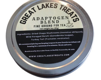 Chá de cogumelos adaptógenos Great Lakes Treats: Chaga, Reishi, Cauda de Peru (85g)