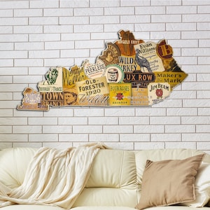 50 States of Booze | Kentucky Bourbon Signs | Man Cave, Wall Décor, Distillery Art, Bar Décor, Whiskey Sign, Fathers Day Gift Idea