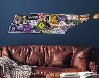 Tennessee Breweries Printable State Map 16x20 Wall Decor Digital Download Beer Art
