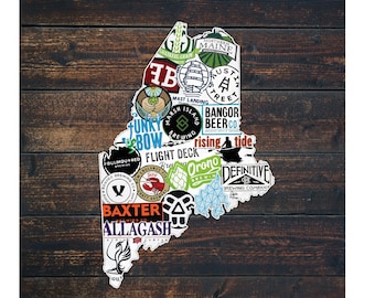 Bord Maine Craft Beer | Staat muurdecoratie pintboom