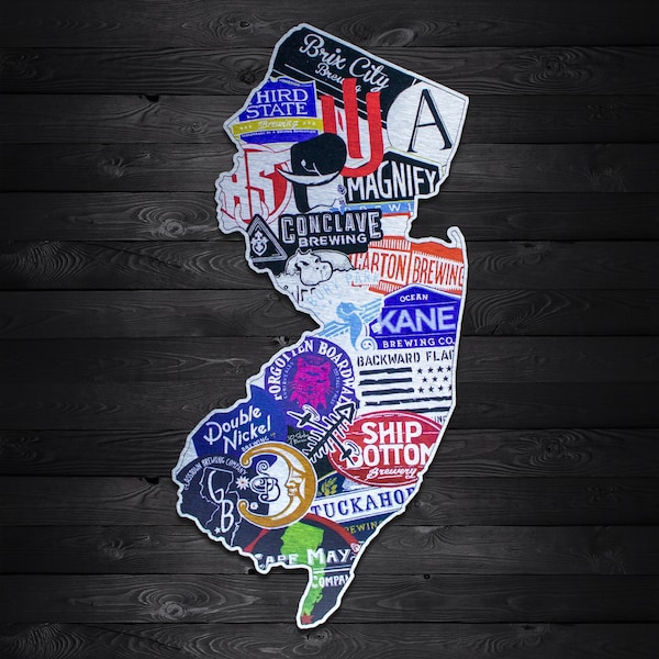 Bier Garten State | New Jersey Craft Beer Signs | Beer Map, Bonus Room, Game Room, Wall Art, Wall Decor, Bar Decor, Man Cave