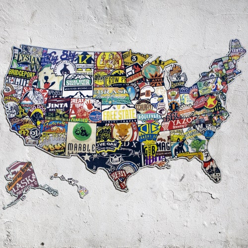 Wall Décor Craft Beer Art | United States, Craft Beer Sign, shops Beer Map USA, Fathers Day Gift Idea