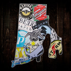 Kettle Rhody / Rhode Island Craft Beer Signs / Beer Map, Bonus Room, Game Room, Wall Art, Wall Decor, Bar Decor, Man Cave