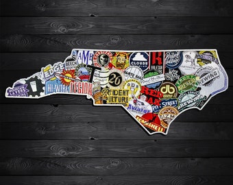 Bord ambachtelijk bier North Carolina | Kaartkunst van aluminium of berkenhout