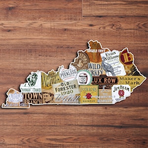 Kentucky Distillery Logo Collage Sign | Gift for Men, Wall Décor, Distillery Art, Bar Décor, Christmas Gifts, Unique Wedding Gifts