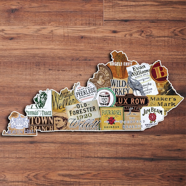 Kentucky Distillery Collage Schild | Geschenk für Männer, Wanddekor, Brennerei Kunst, Bar Dekor, Weihnachtsgeschenke, einzigartige Hochzeitsgeschenke