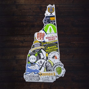 Love Beer or Die | Borden voor ambachtelijk bier New Hampshire | Bierkaart, bonuskamer, speelkamer, kunst aan de muur, muurdecoratie, bardecoratie, man Cave