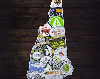 ¿Te encanta la cerveza o mueres? / Letreros de cerveza artesanal de New Hampshire / Mapa de cerveza, Sala adicional, Sala de juegos, Arte mural, Decoración de pared, Decoración de bar, Cueva del hombre