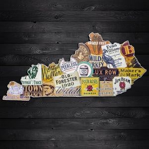 KY Bourbon | Kentucky Craft Bourbon Signs | Bonus Room, Game Room, Wall Art, Wall Decor, Bourbon Art, Bar Decor, Whiskey Map, Man Cave