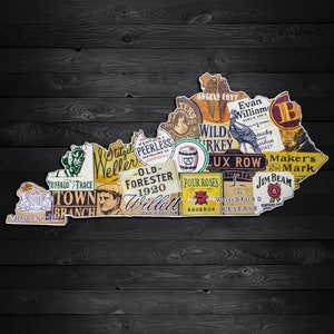 KY Bourbon | Kentucky Craft Bourbon-borden | Bonuskamer, speelkamer, kunst aan de muur, muurdecoratie, bourbonkunst, bardecoratie, whiskykaart, man Cave