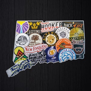 De staat van de grondwet | Ambachtelijke bierborden Connecticut | Bierkaart, bonuskamer, speelkamer, kunst aan de muur, muurdecoratie, bardecoratie, man Cave