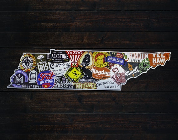 Tennessee Breweries Printable State Map 16x20 Wall Decor Digital Download Beer Art