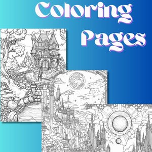 Fantasy Coloring Pages–Printable Digital Download,Intricate Line Art,Adult & Kids Coloring Book,Stress Relief, Art Therapy, Instant Download
