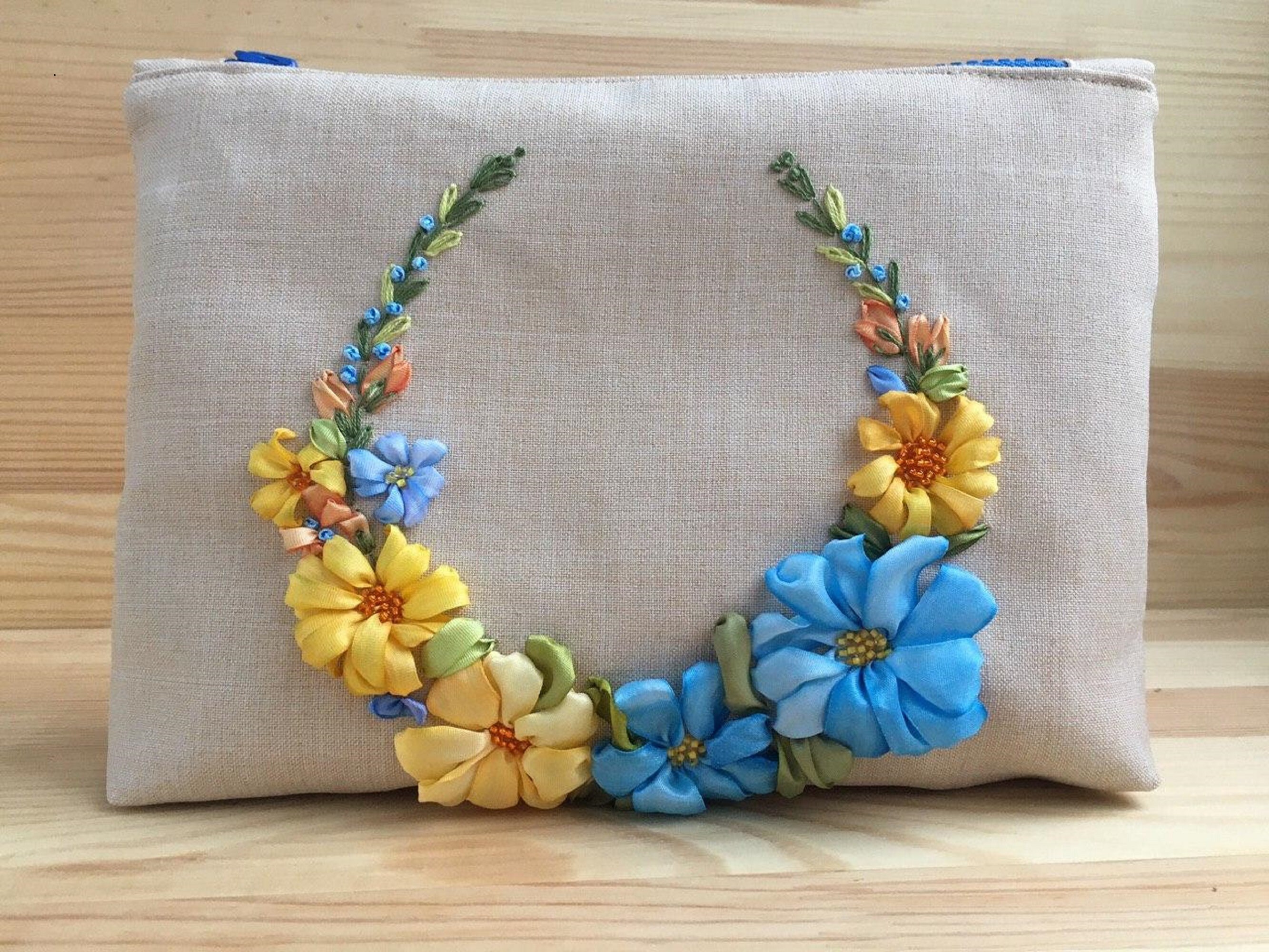 Monogram makeup bag floral cosmetic zipper pouch ribbon  etsy Monogram makeup bag floral cosmetic zipper pouch ribbon  etsy