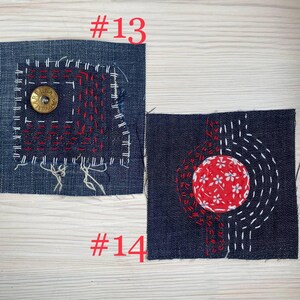Upcycled Denim Patch: Hand-Embroidered Boro Sashiko Textile Art