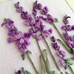 Lavender Embroidered Card – Handmade Ribbon Embroidery Greeting Card – Botanical Floral Card – Lavender Gift – Blank Card for Any Occasion