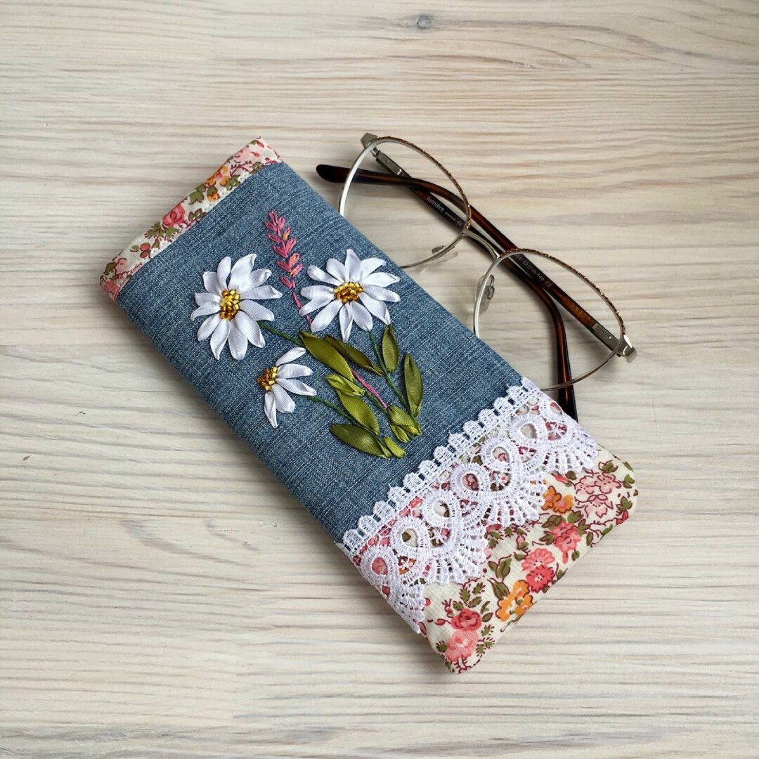 Green - Gamcha Fabric Hand Embroidered Spectacle Case main image 0