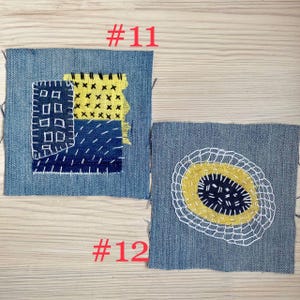 Upcycled Denim Patch: Hand-Embroidered Boro Sashiko Textile Art