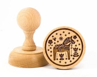 FOLK SWEDISH engraved stamp, cookie stamp, laser stamp, baking gift