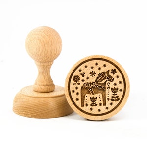 FOLK SWEDISH engraved stamp, cookie stamp, laser stamp, baking gift