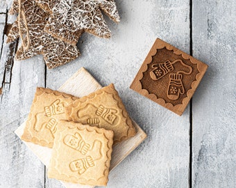GLOVES engraved stamp, cookie stamp, laser stamp, baking gift