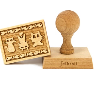FUNNY CATS wooden engraved stamp for cookies, laser stamp, baking gift